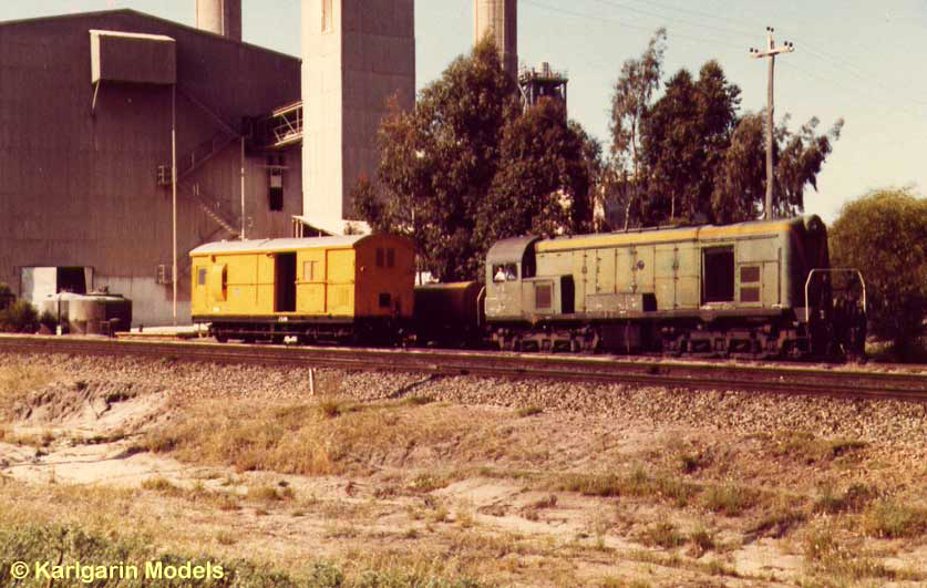 Formerly belonging to the Midland Railway Company of Western Australia, F46 is pictured shunting at Rivervale wearing faded WAGR (Western Australian Government Railways) green livery